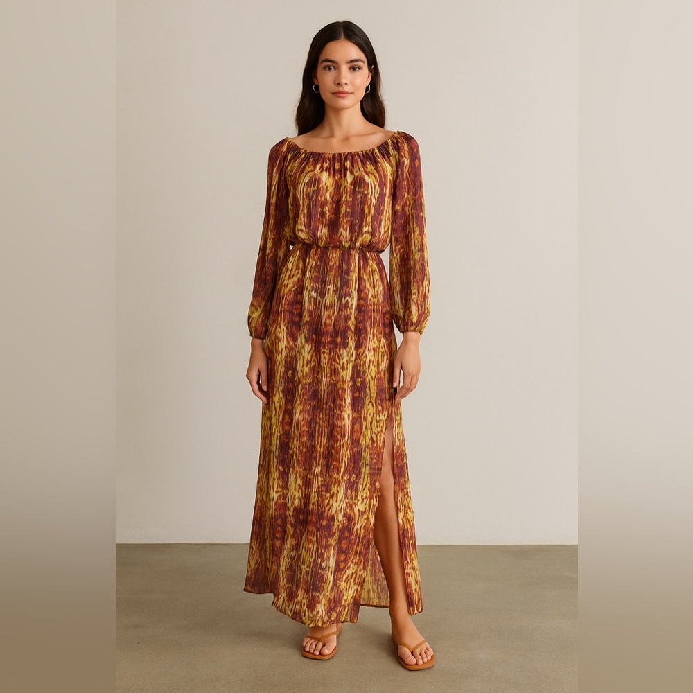 Jealous Tomato Orange and Red Long Sleeve Sundress for Wedding Guest